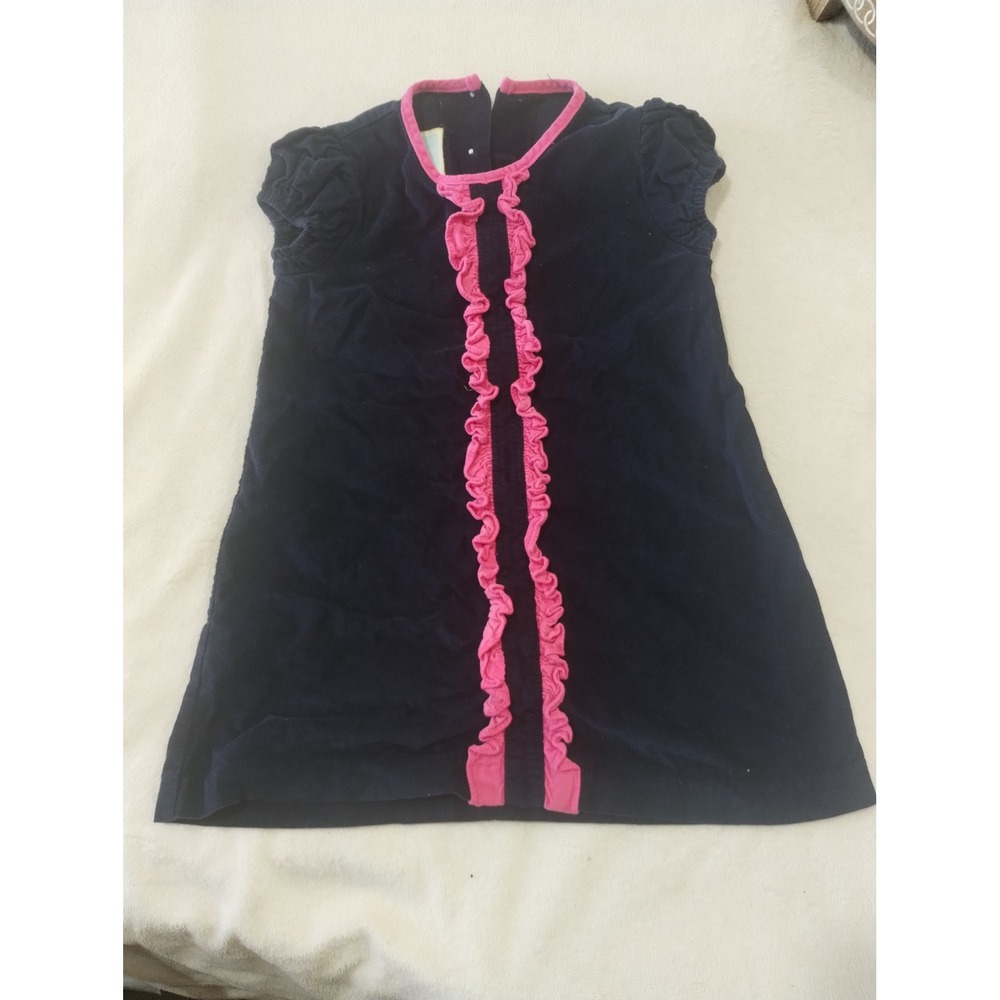 Little English navy dress with pink accent stripes and collar size 3T sleeveless